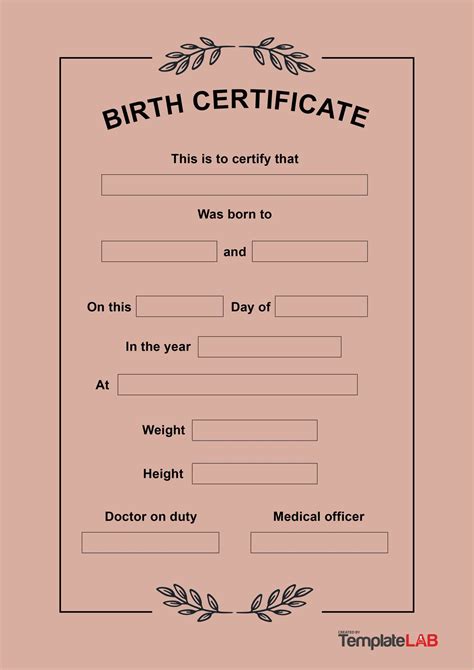 27 Birth Certificate Templates Word Ppt And Pdf Templatelab Birth Certificate Template