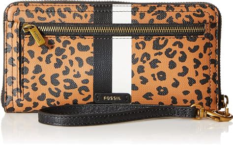 Buy Fossil Women S Logan Leather RFID Blocking Zip Around Clutch Wallet