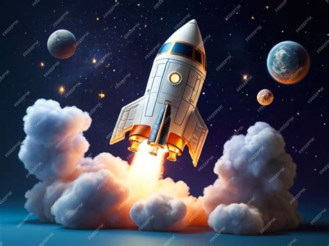 Premium Photo 3d Space Rocket Model With Space Background