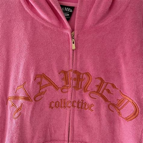 Pink named collective zip up hoodie Would best fit a... - Depop