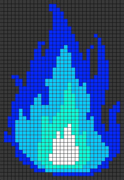 A Pixellated Image Of A Blue Flame With White Dots On The Top And Bottom