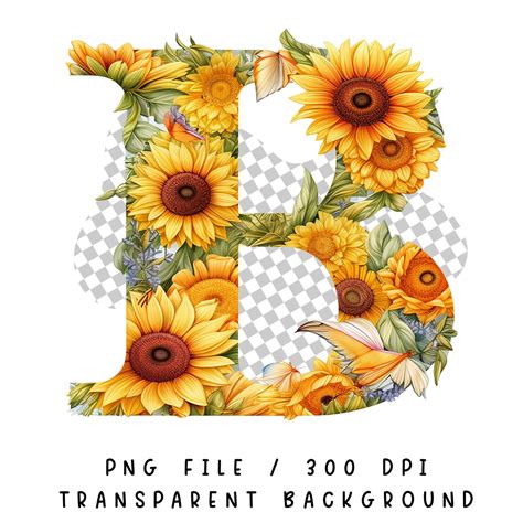 Sunflower Themed Alphabet Letters A Z Set A Z Alphabet Set Adorned