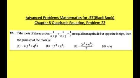 Jee Black Book Quadratic Equations Problem 23 Subjective Quadratic