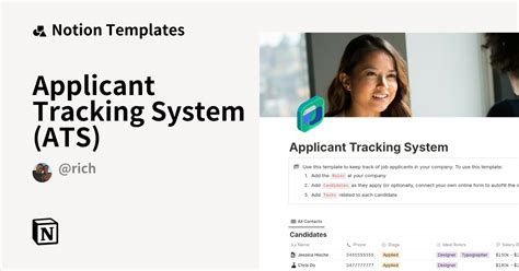 Applicant Tracking System Ats Template By Template Road Notion