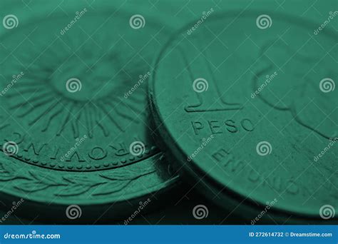 Coin of 1 Argentine Peso Closeup. One Peso Coins of Argentina. News about Economy or Banking ...