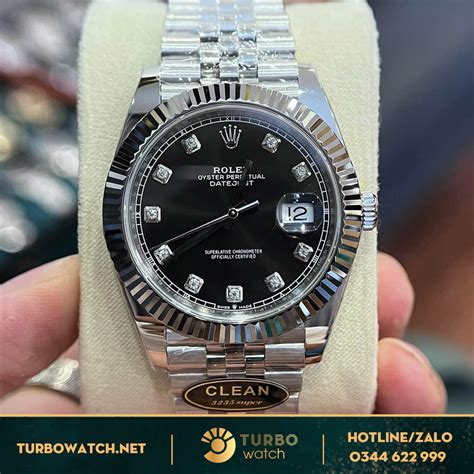 Đồng Hồ Rolex Datejust 41 126334 Mặt Số Đen Nạm Kim Cương Replica