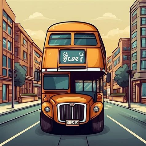 Double Decker Bus Cartoon Icon Illustration Premium Ai Generated Image