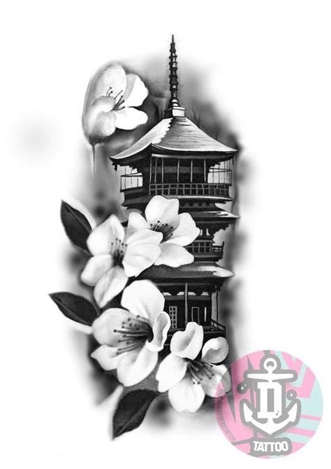 Pagoda Temple Japanense Chinese Tattoo Design Japanese Tattoo Art