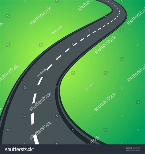 Curved Vector Asphalt Road On Green Stock Vector Shutterstock