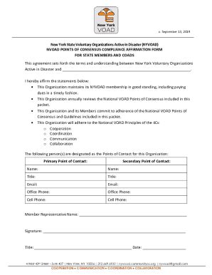 Fillable Online NYVOAD Points Of Consensus Compliance Affirmation Form