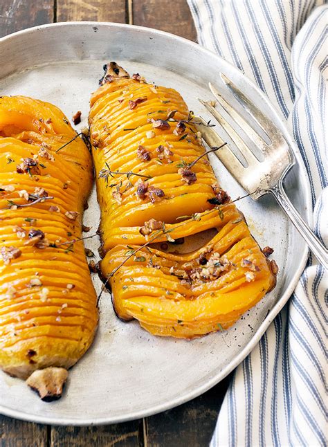 Maple Pecan Hasselback Butternut Squash - Seasons and Suppers