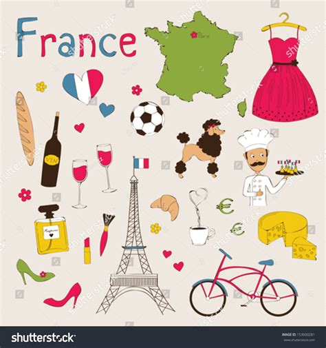 Landmarks And Symbols Of France Stock Vector Illustration 153600281