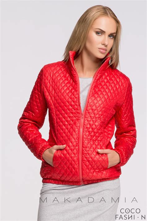 Red Light Padding Stand Up Collar Short Jacket