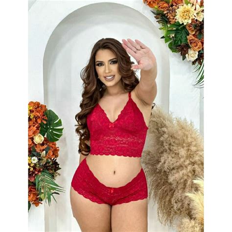 Conjunto De Lingerie Sem Bojo De Renda Espera Marido De Renda Amarelo