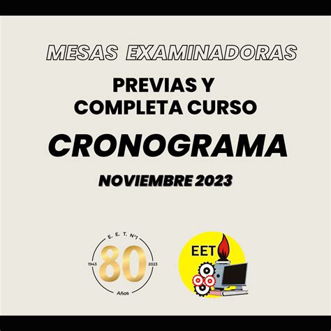 Cronograma Mesas Examinadoras Escuela Técnica