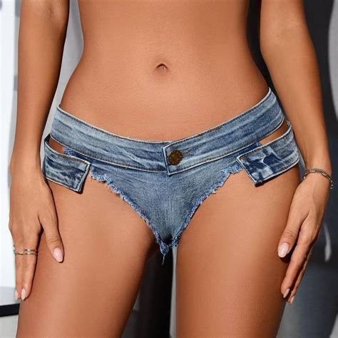 Sexy Low Waist Perforated Plus Size Ultra Short Denim Shorts