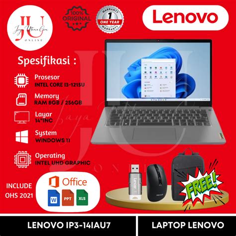 Jual Laptop Lenovo Ideapad Slim 3 14iau7 Intel Core I3 1215u Ram