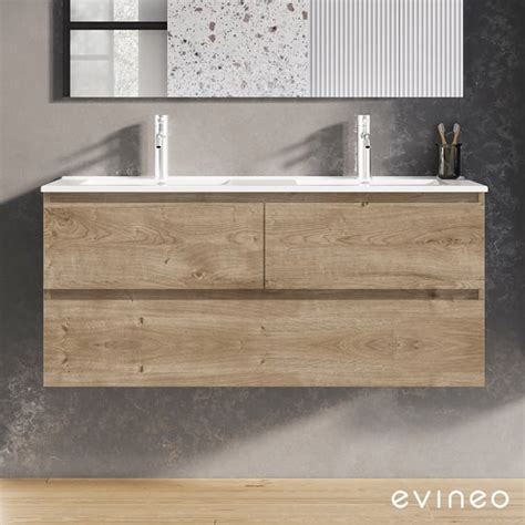 Evineo Ineo Lavabo Double Avec Meuble Sous Lavabo Tiroirs Et