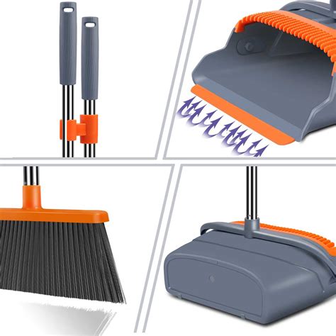 Kelamayi Upgrade Broom And Dustpan Set Self Cleaning With Dustpan