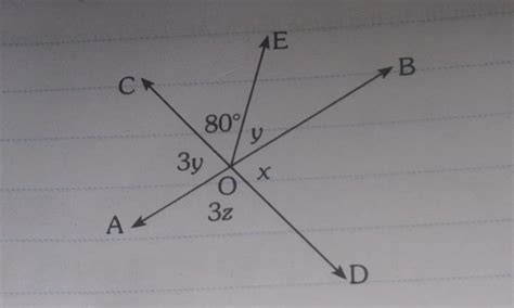 A Maths Teacher Draws Two Straight Lines Ab And Cd And A Ray Oe On The