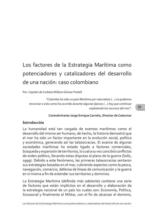 Pdf Los Factores De La Estrategia Marítima Como Potenciadores Y Catalizadores Del Desarrollo