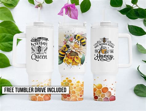 Bundle Bee Floral 40oz Quencher Tumbler Wraps Bee Quotes PNG Etsy