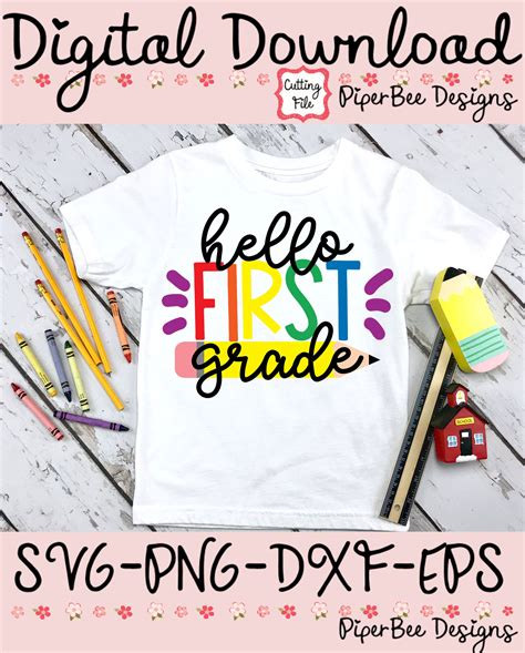 Hello First Grade Svg 1st Grade Svg Back To School Svg 1st Etsy