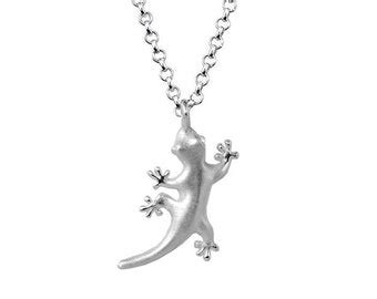 Lizard Necklace Sterling Silver Lizard Gecko Jewelry Gift Etsy