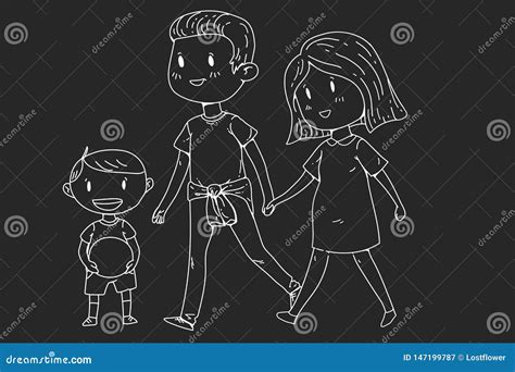 Fam Lia Dos Desenhos Animados Mulher Gravida E As Crian As Pequenas