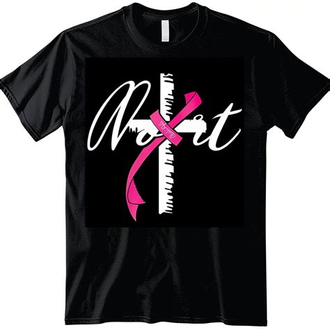 North Awareness Black T Shirt With Bold White Text Pink Ribbon Cross