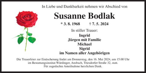 Traueranzeigen Von Susanne Bodlak Trauer Flz De