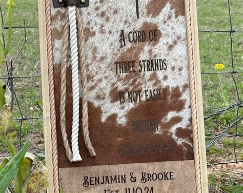 A Cord Of Three Strands Cowhide Sign Custom Wedding Ceremony Sign