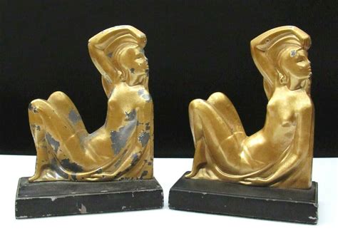 French Art Deco Nude Lady Metal Bookends Ca S Frankart Nuart Era