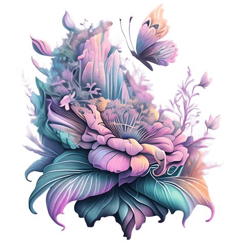 Digital Graphic Of Flower Infused Butterfly Pastel Creative Fabrica