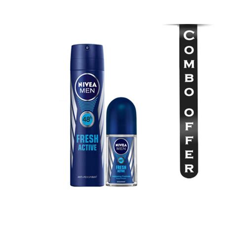 Combo Of Nivea Men Fresh Active Original Deodorant And Roll On