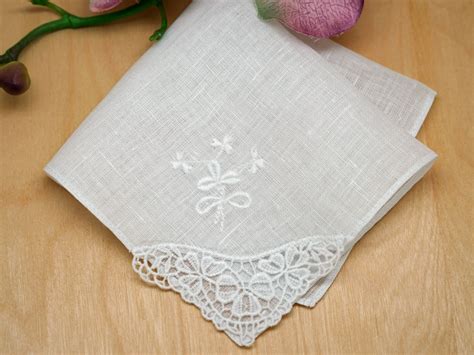 Irish Linen Lace And Clover Embroidered Handkerchief