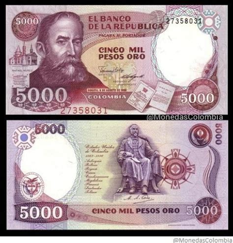 Monedas De Colombia On Twitter Billete De 5 000 Pesos Oro 1986