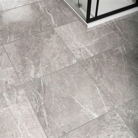 Bernini Grey Gloss Marble Effect Porcelain Floor Tiles