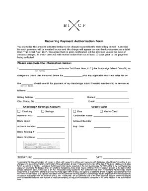 Fillable Online Free Recurring Ach Payment Authorization Form Word