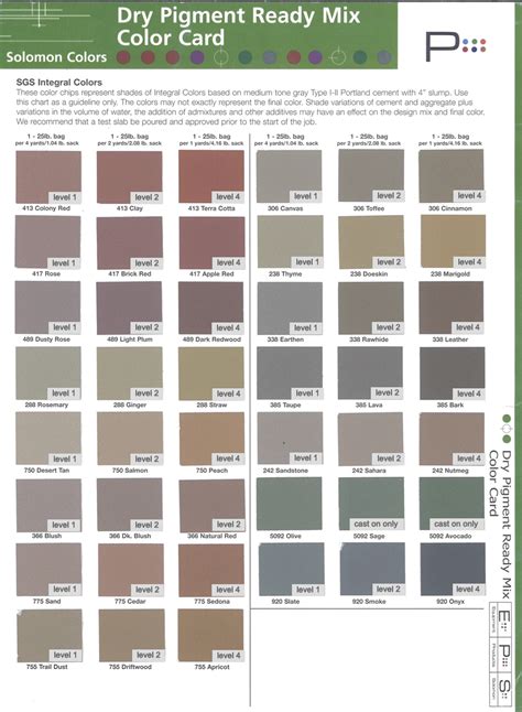 Ready Mix Concrete Color Chart A Visual Reference Of Charts Chart Master