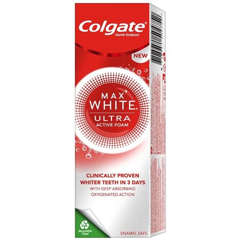 Colgate Max White Ultra Active Foam Wybielaj Ca Pasta Do Z B W Ml