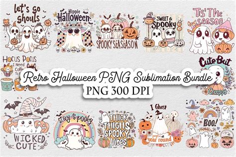 Retro Halloween PNG Bundle Sublimation Gráfico por Lloy Design