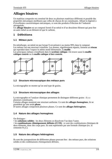 Pdf Alliages Binairesc Divoux Free Fr Phyapp Chimie Cours Alliages