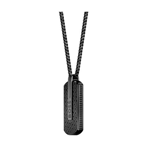 Collier Homme Boss Bijoux En Acier Noir Suisses