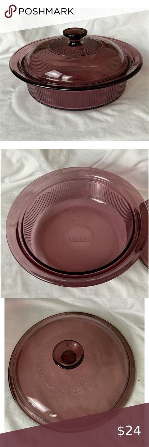 Corning Pyrex Glass Vision Cranberry V B Covered Casserole Qt