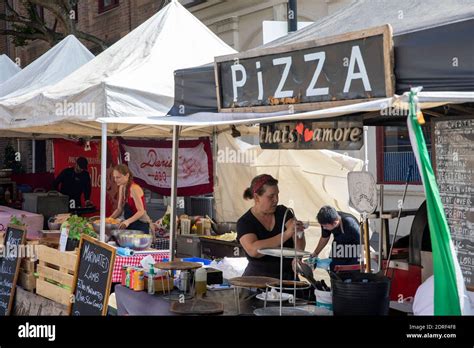 Market Vendor Stall Selling Pizza To Customers In The Rocks Area Of