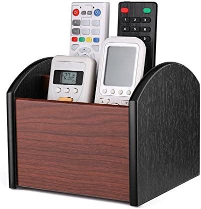 Coideal Wooden Desktop Storage Organizer Remote Control Caddy Holder