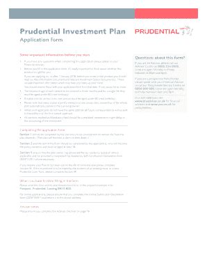 Prudential Investment Plan Application Form Fill Online Printable