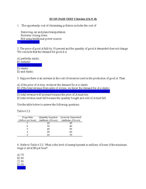 Test Review Worksheet Student S Copy Econ Pass Test Review Ch