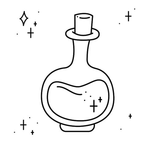 Premium Vector Magic Potion In A Vial Surrounded By Stars Doodle Vector Illustration Clipart